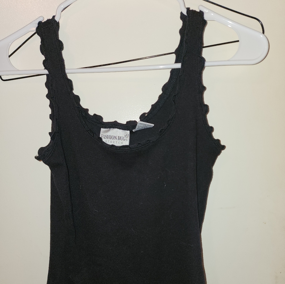 BLACK RUFFLE TANK TOP - Picture 1 of 4
